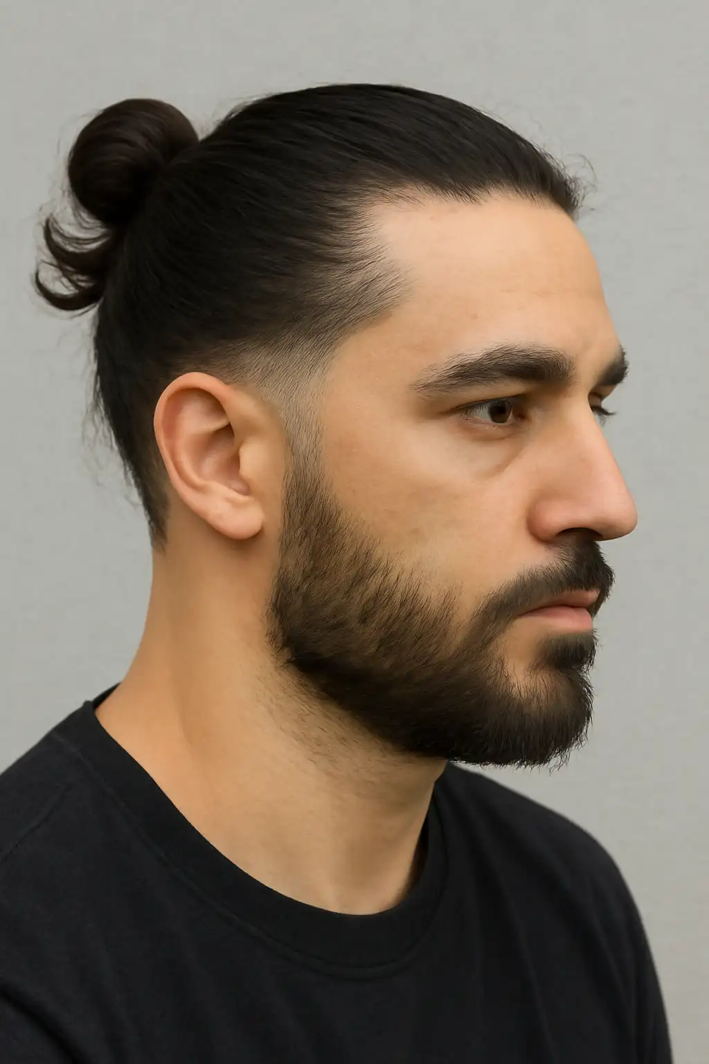 Low Fade Taper Man Bun