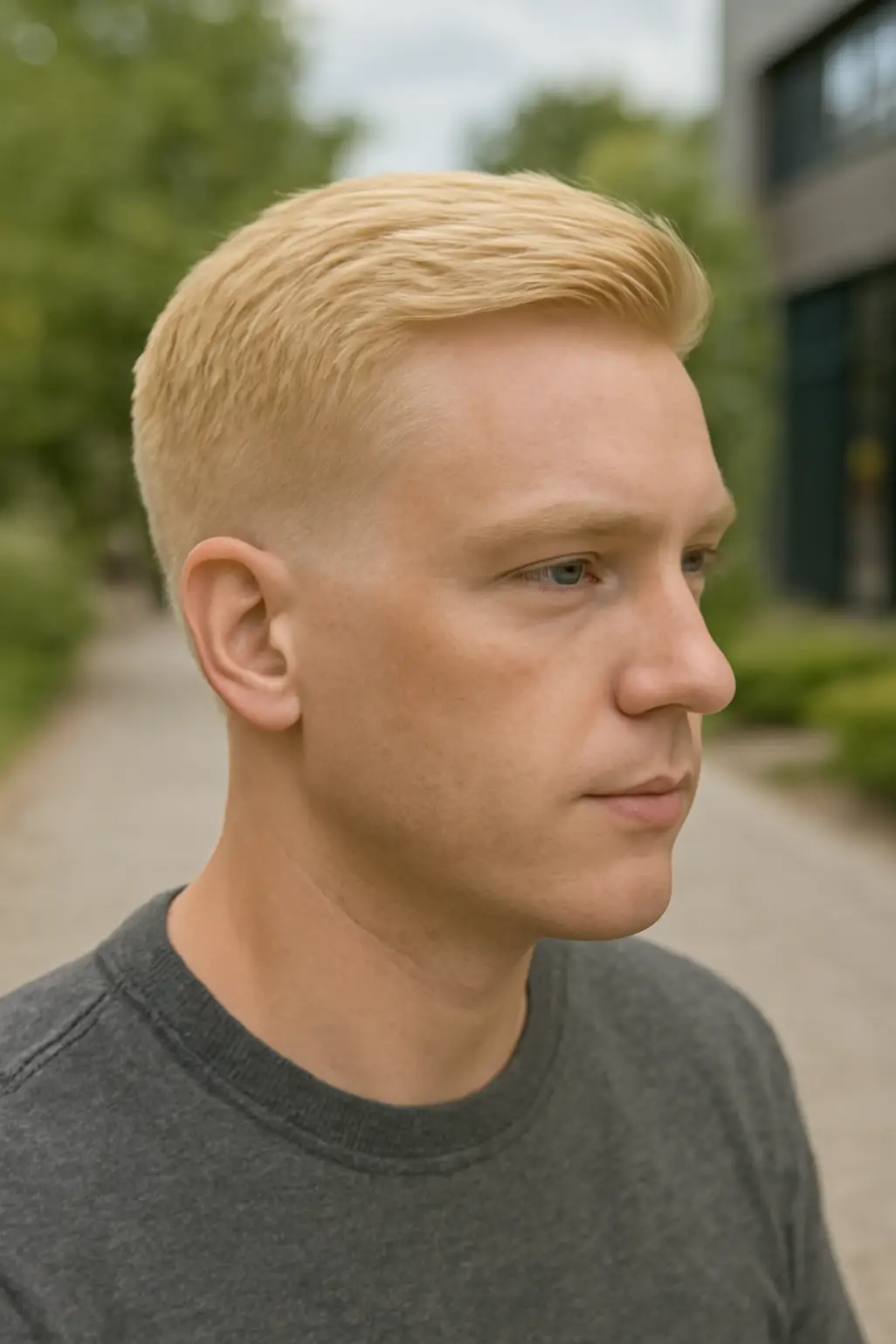Low Taper Blonde Fade Haircut