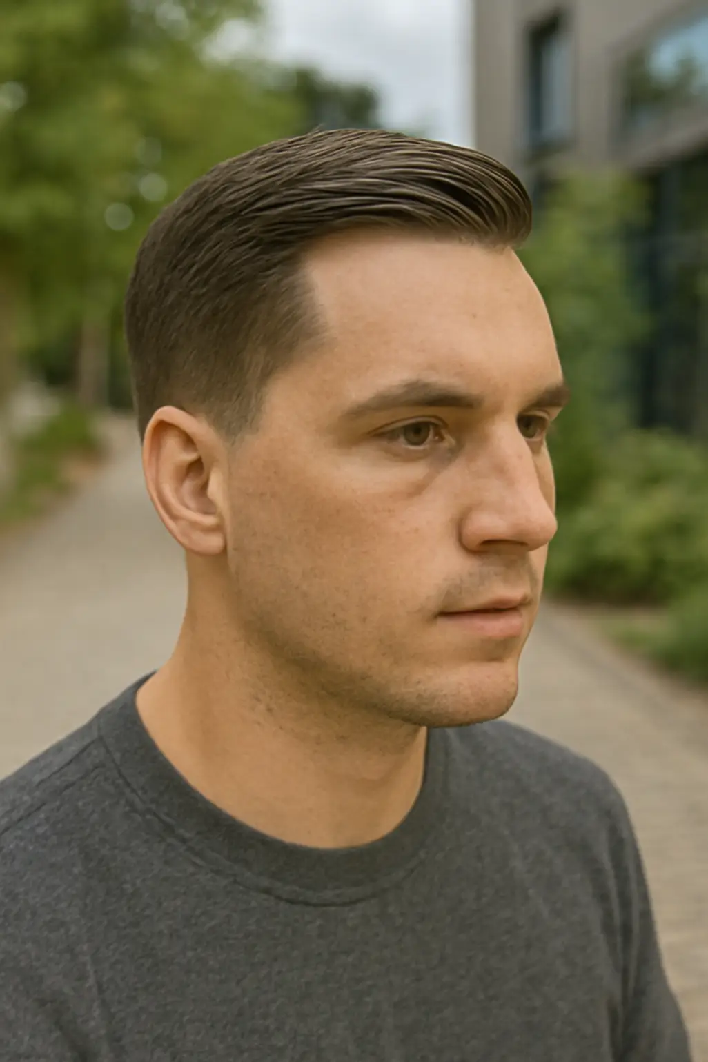 Low Taper Fade Comb Over Haircut