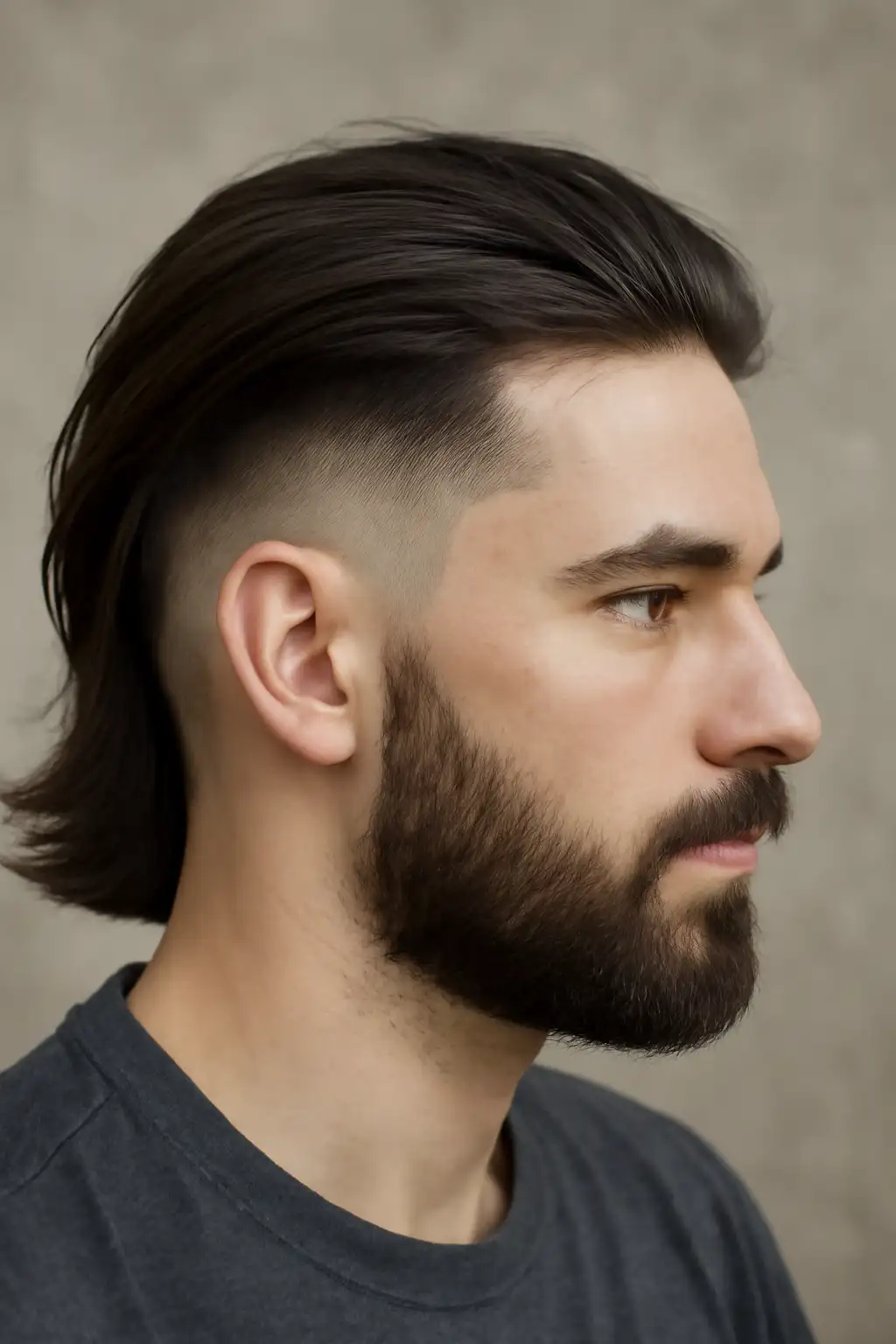 Low Taper Fade Long Hair on Top