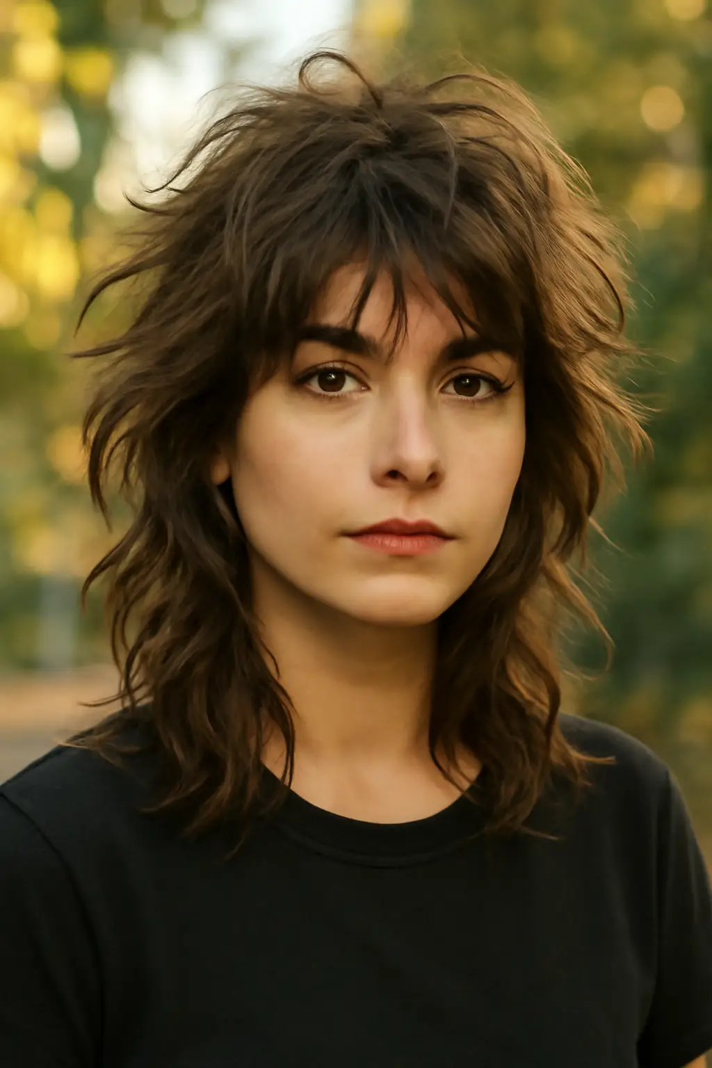Messy wolf cut hairstyle