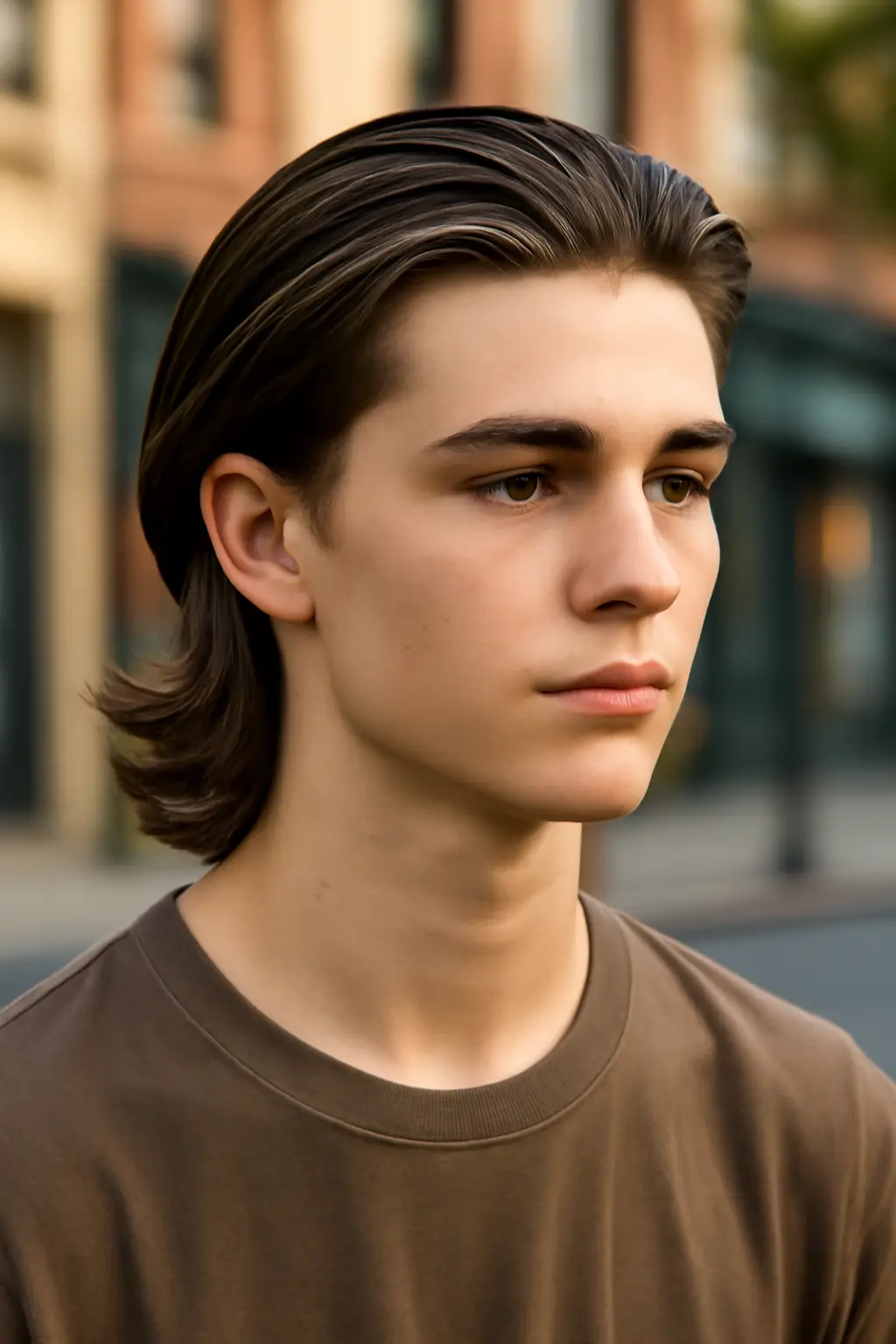 Long Slicked Back Flow with Curtains