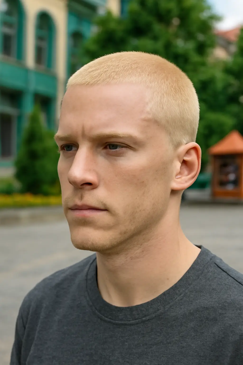 Blonde buzz cut