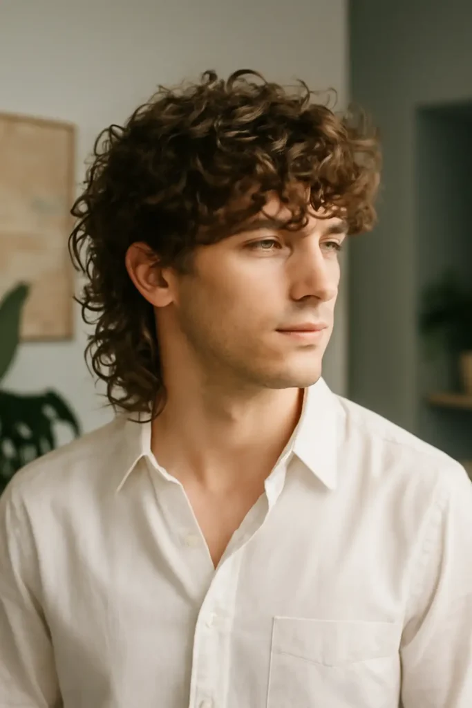 Curly wolf cut men