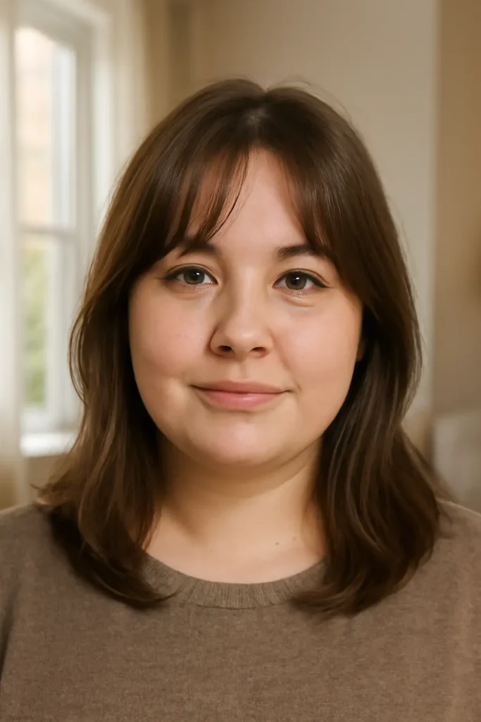 Curtain bangs round face