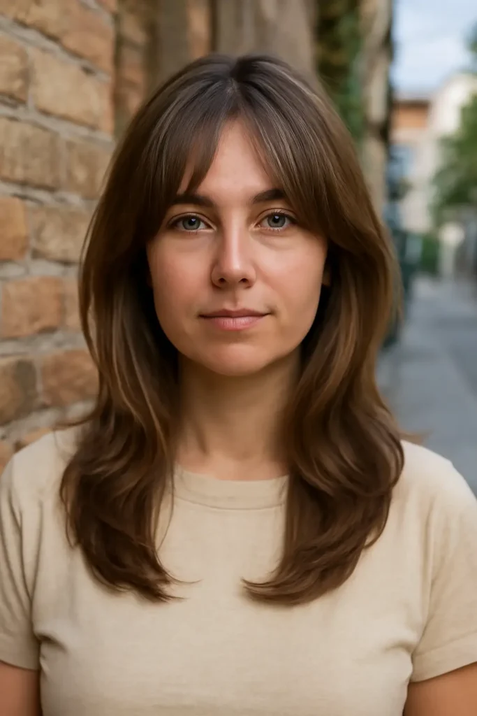 Curtain bangs with layers haircut