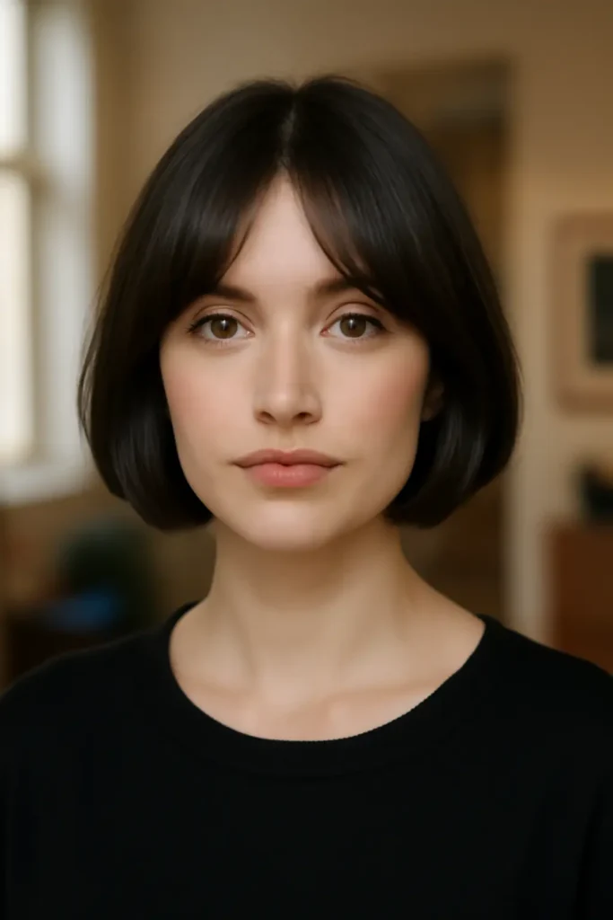 French bob with curtain bangs