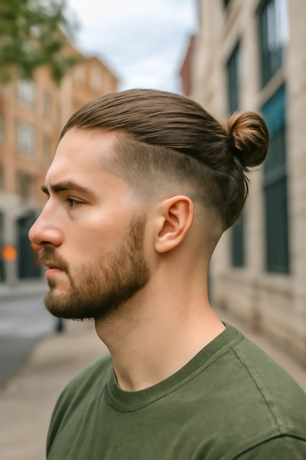 Low Fade Man Bun Haircut