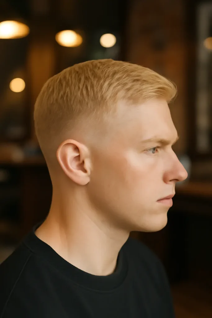 Low Taper Blonde Fade Haircut