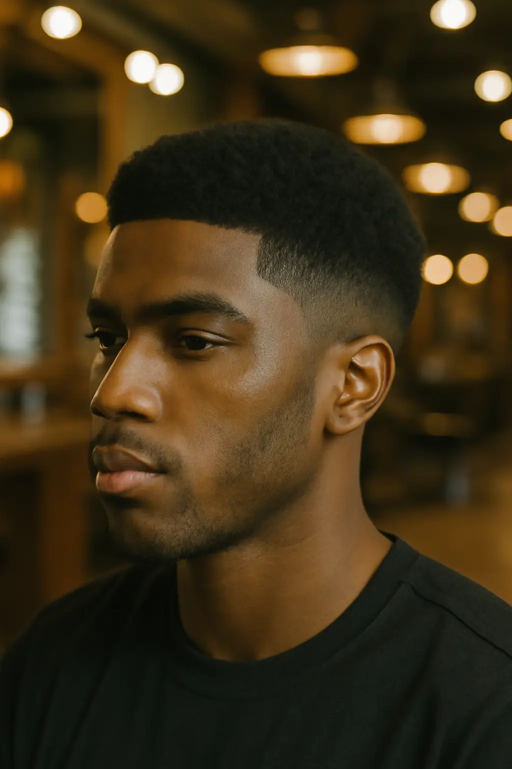 low taper fade black male