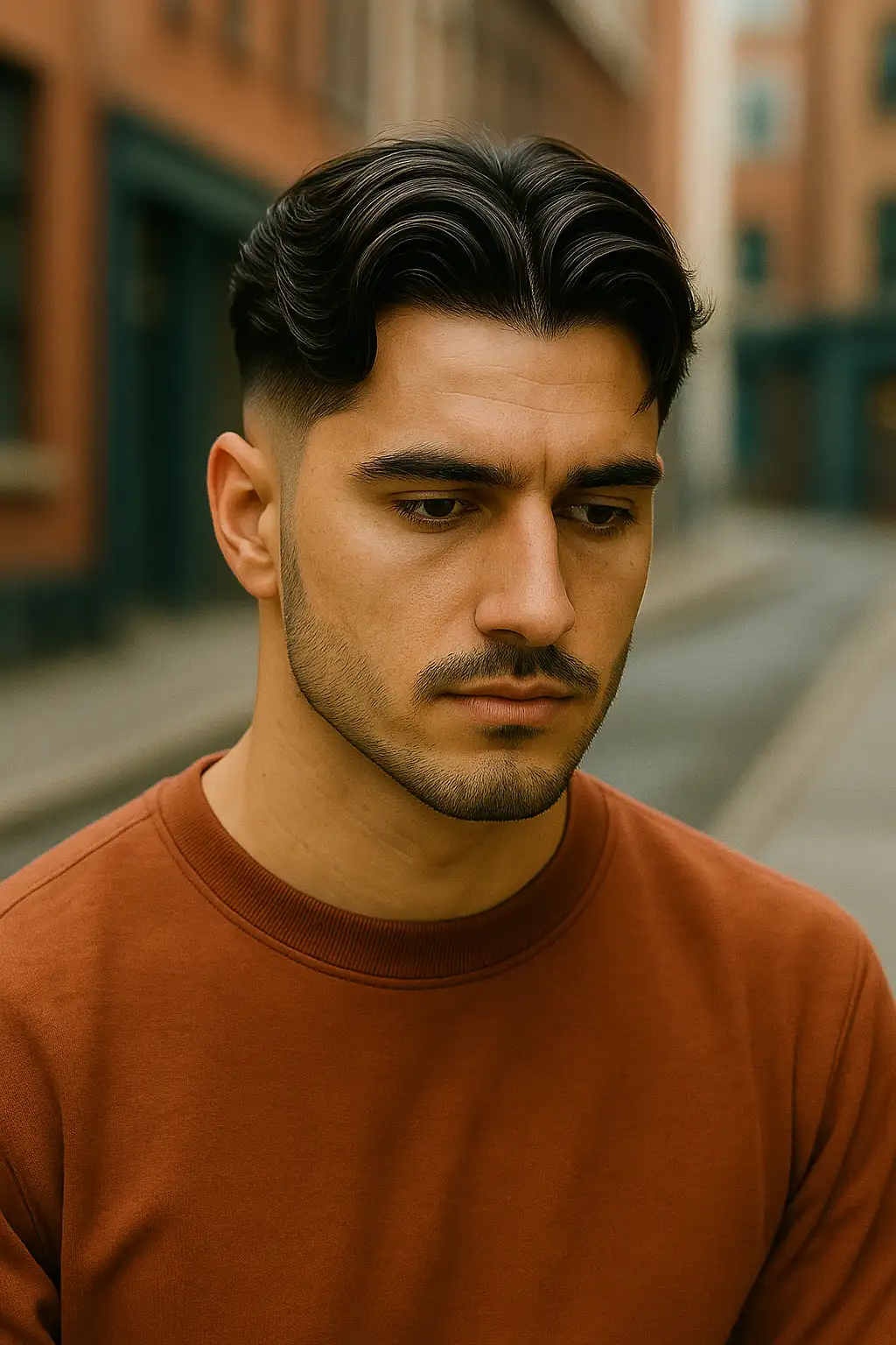 Mid Taper Fade Middle Part