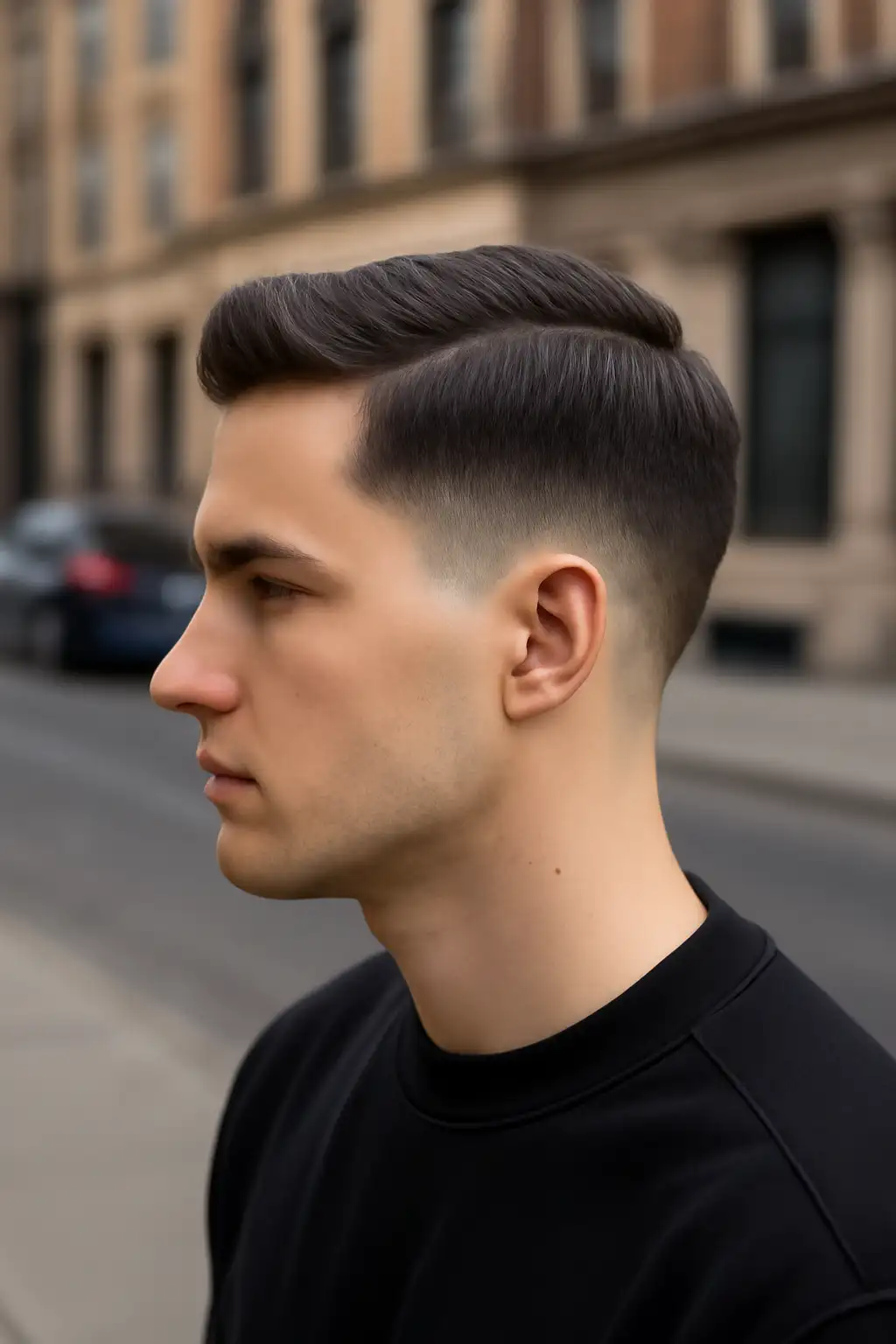 Mid Taper Fade Straight Hair