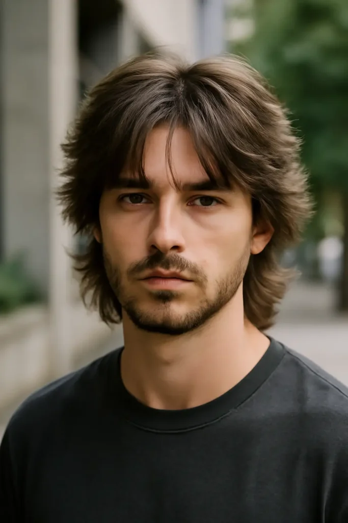 Middle part wolf cut men