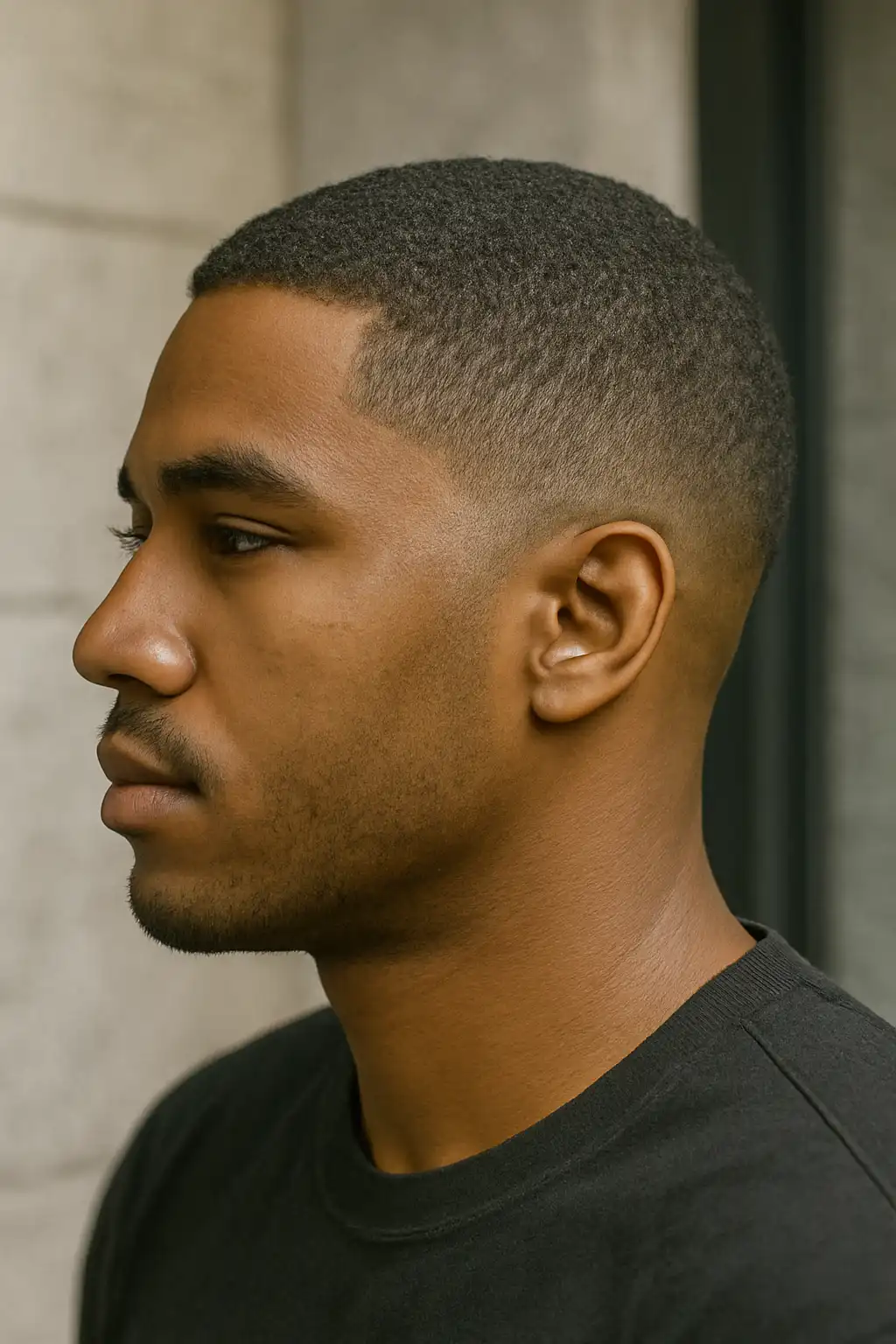 Short Hair Temp Taper Fade Black Men