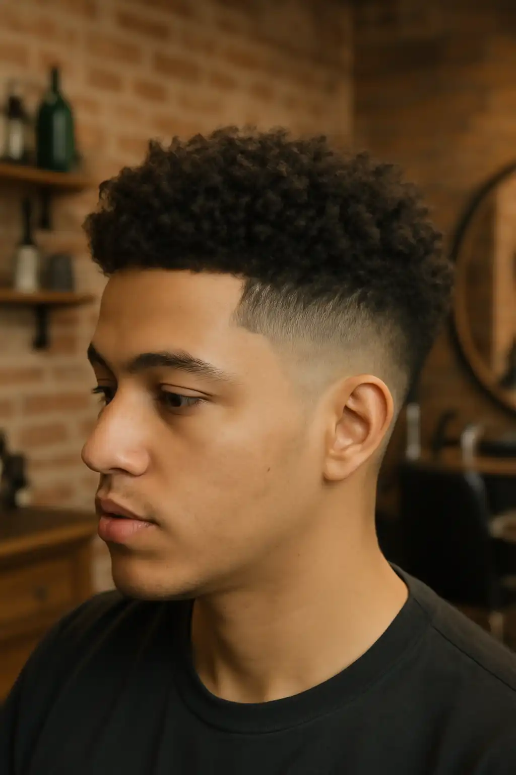 Temp Fade with Curly Hair