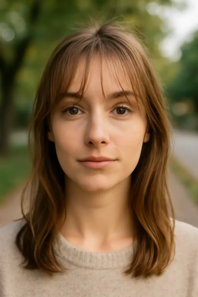 Thin wispy curtain bangs