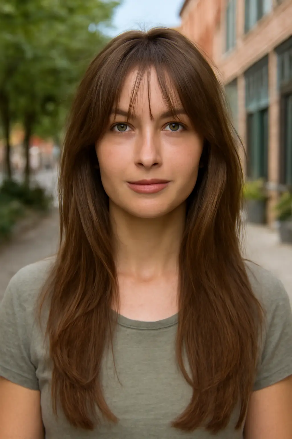 Wispy curtain bangs long hair