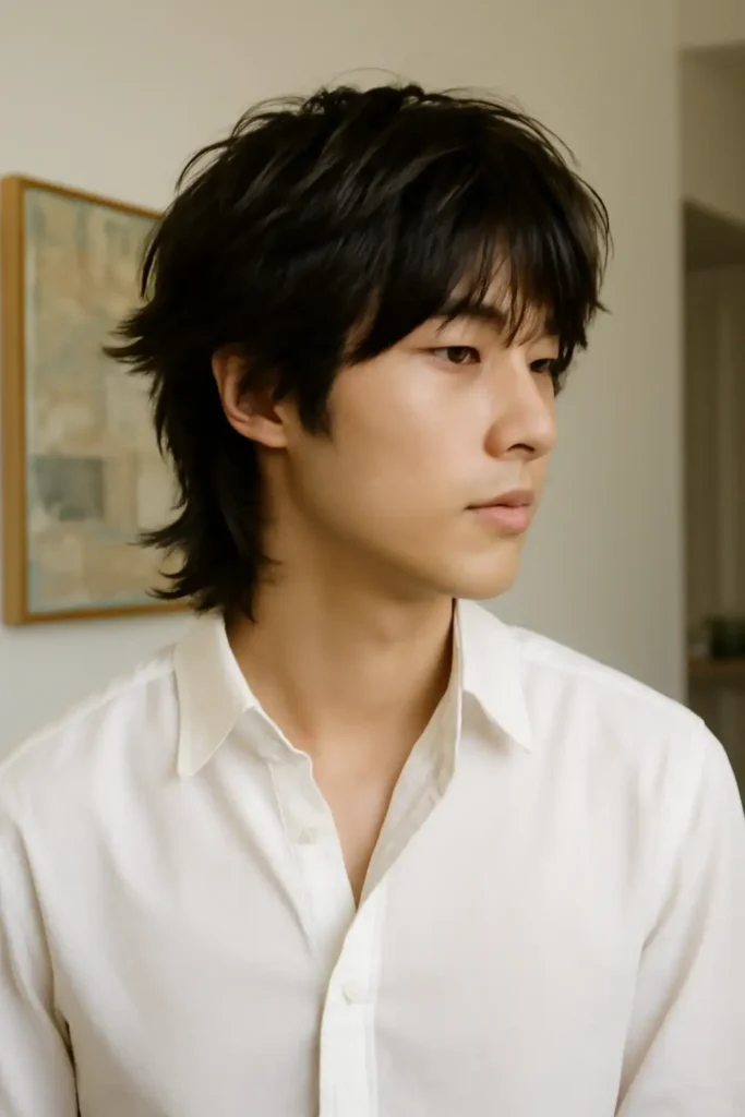 Wolf cut asian men