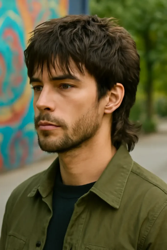 Wolf cut fringe men