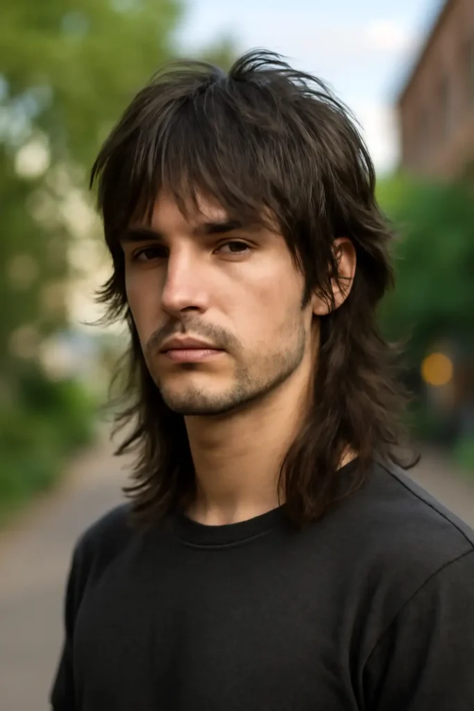 Wolf cut men's long hair