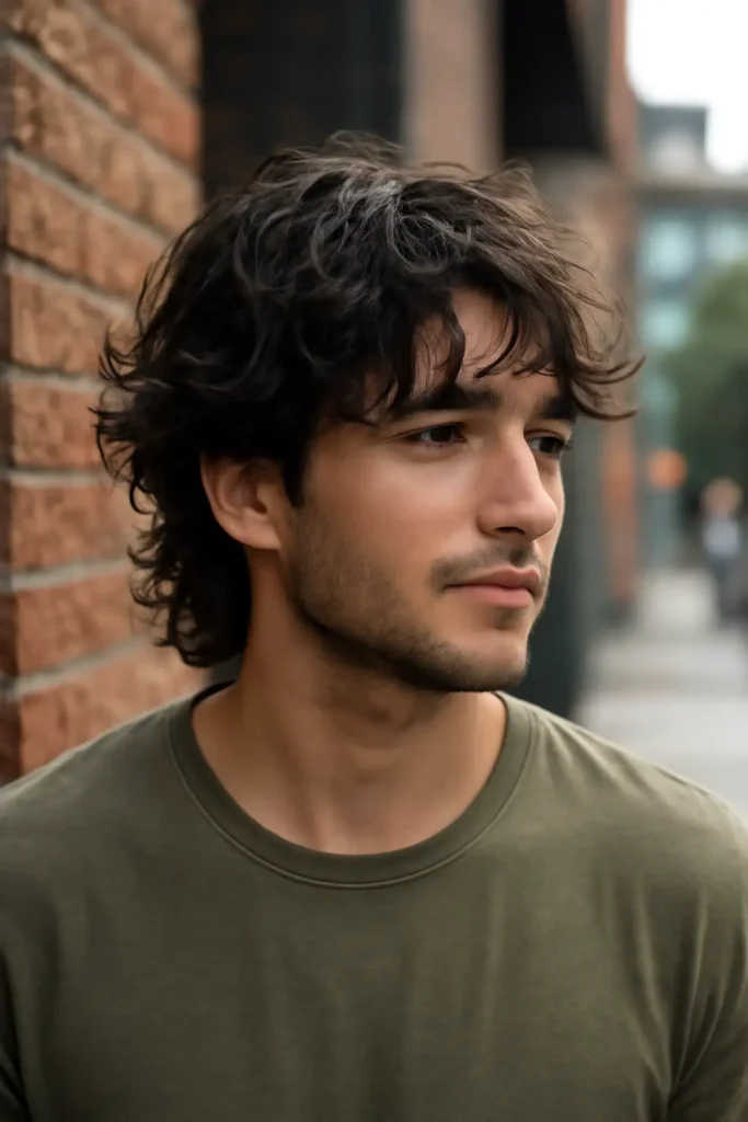 wolf cut men wavy haircut