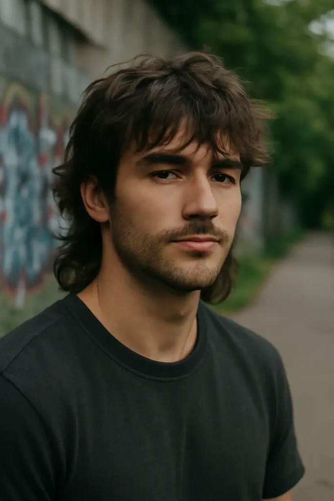 Wolf cut mullet men