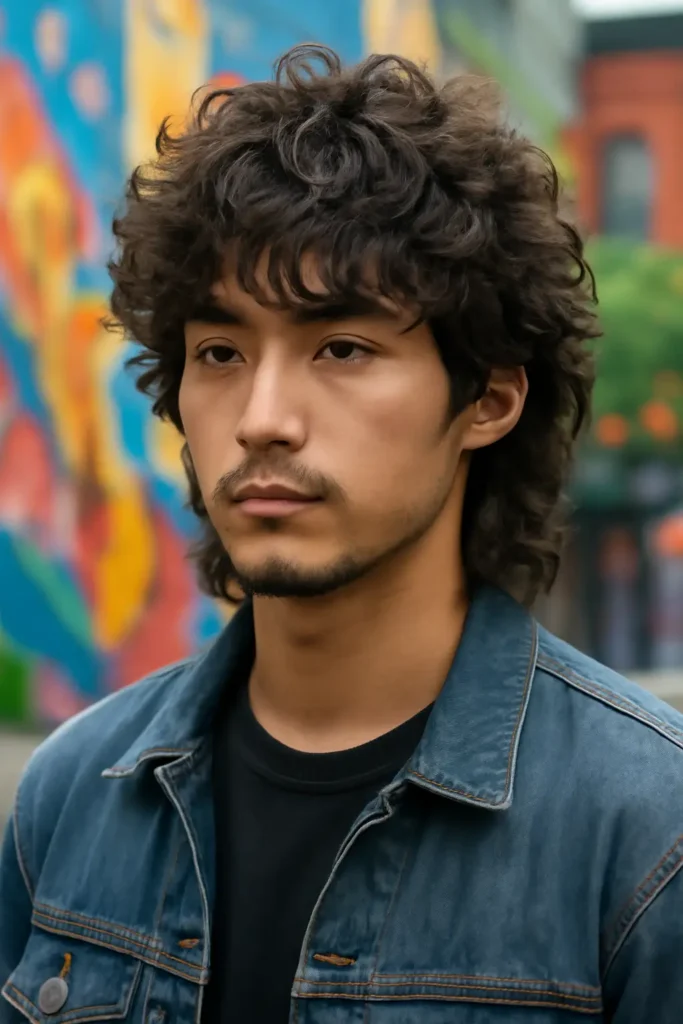 Wolf cut perm men