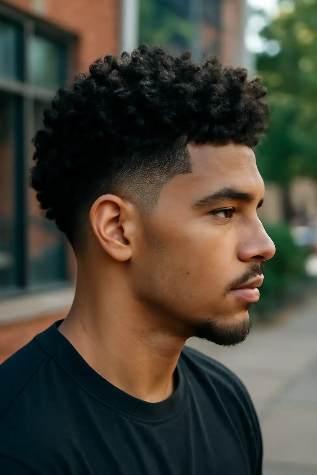 Burst Fade Curly Hair