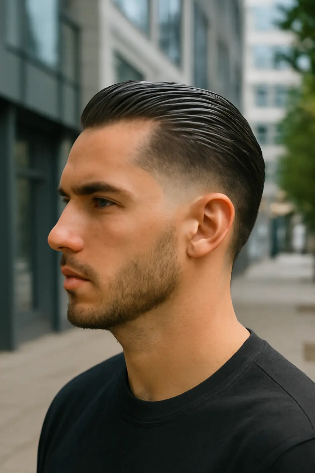 burst fade slick back hair