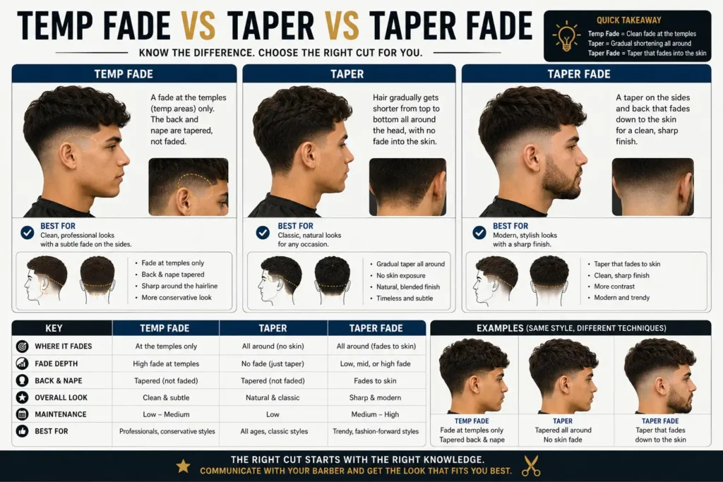 Temple Fade vs Taper and Taper Fade