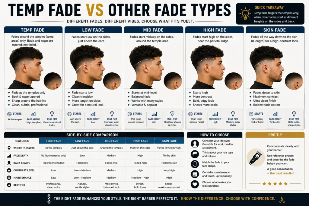 Temple Fade vs Other Fade Types